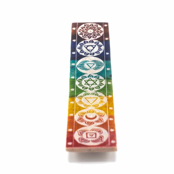Porta Incienso de Esteatita con los 7 Chakras 26x5cm. Armoniza tus Rituales y Energía Interior