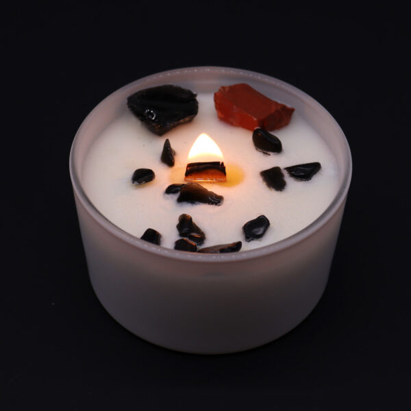 Vela Chakra Raíz con Jaspe Rojo y Ágata Negra – Equilibrio y Protección Energética - Imagen 3