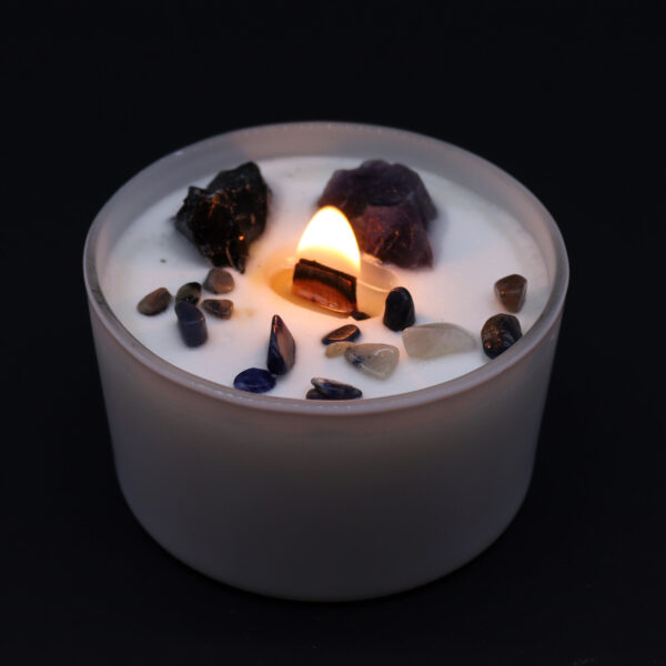 Vela Chakra Plexo Solar con Amatista y Ágata Negra – Poder Personal y Energía Interior - Imagen 3