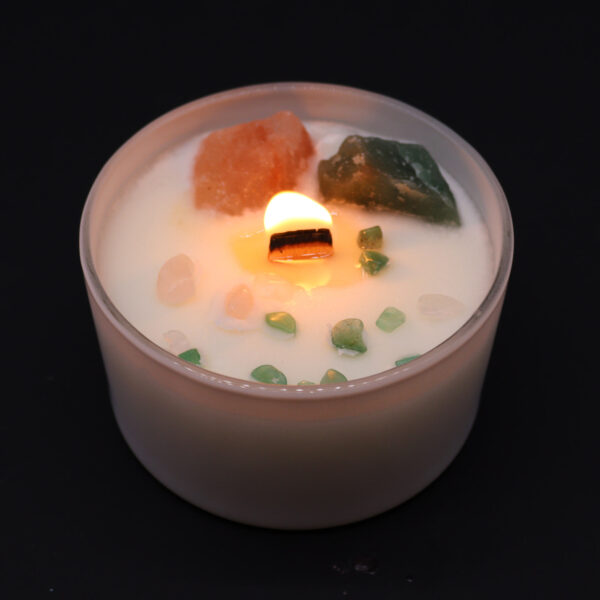 Vela Chakra Corazón con Cuarzo Rosa y Jade Cristalino – Amor, Armonía y Sanación Emocional - Imagen 3
