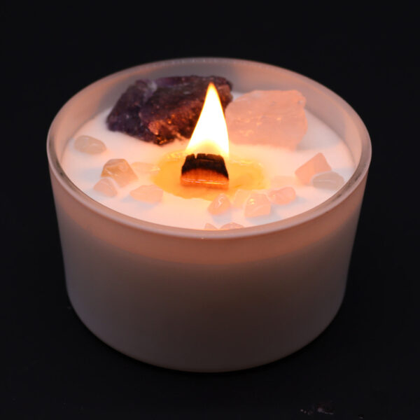 Vela Chakra Tercer Ojo con Amatista y Cuarzo Rosa – Intuición, Claridad Mental y Sabiduría Interior - Imagen 3