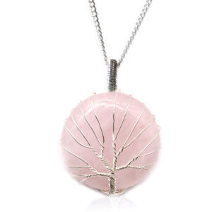 Collar Árbol de la Vida con Cuarzo Rosa – Amor Propio, Sanación Emocional y Energía del Corazón