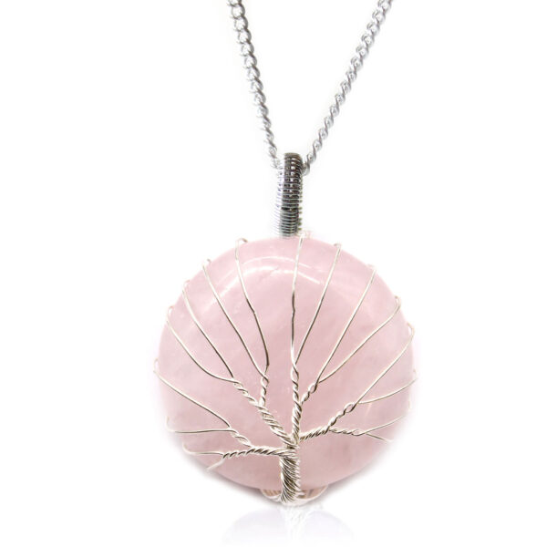 Collar Árbol de la Vida con Cuarzo Rosa – Amor Propio, Sanación Emocional y Energía del Corazón