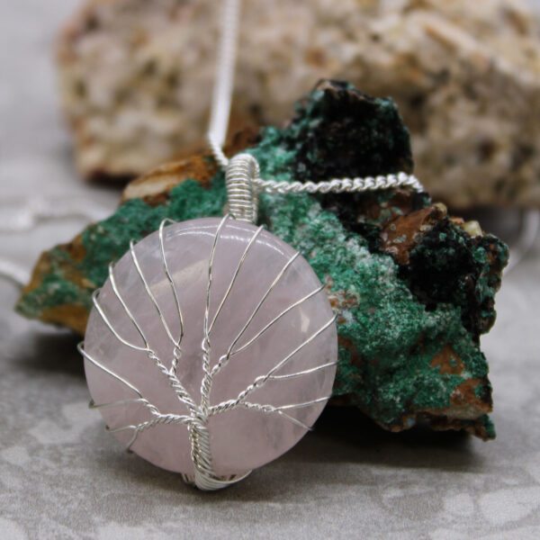 Collar Árbol de la Vida con Cuarzo Rosa – Amor Propio, Sanación Emocional y Energía del Corazón - Imagen 2