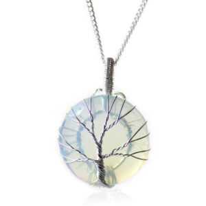 Collar Árbol de la Vida con Piedra de Opalita – Conexión Espiritual y Claridad Interior