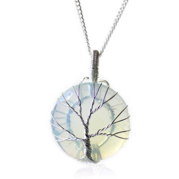 Collar Árbol de la Vida con Piedra de Opalita – Conexión Espiritual y Claridad Interior