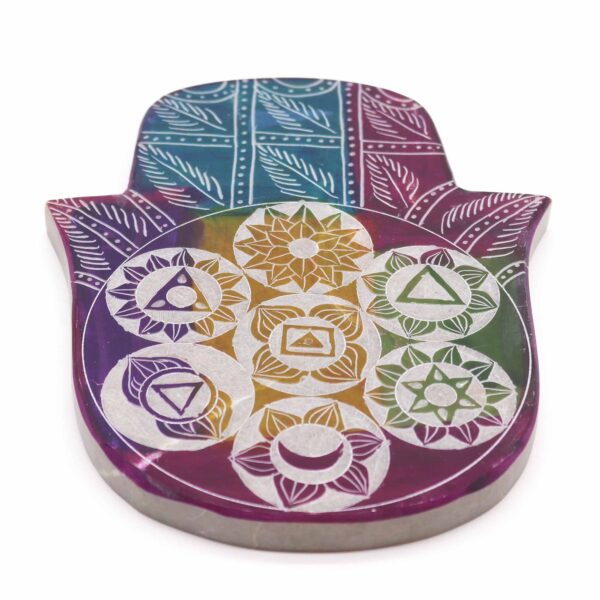 Porta Incienso Hamsa Grande – Mano Protectora con los 7 Chakras para Armonía y Energía (18x15x1.2 cm)