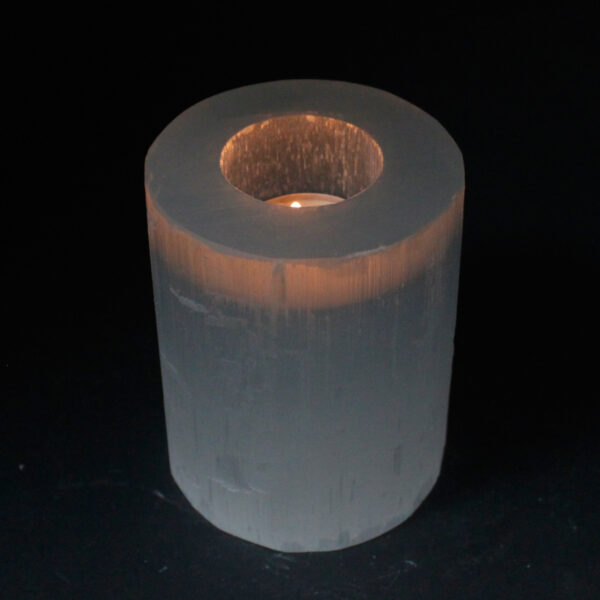 Portavelas de Selenita Cilindro – 10 cm
