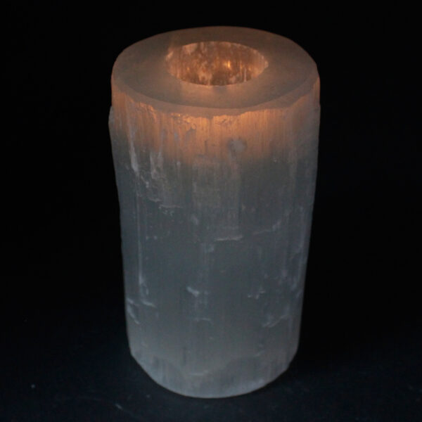 Portavelas de Selenita Cilindro – 15 cm