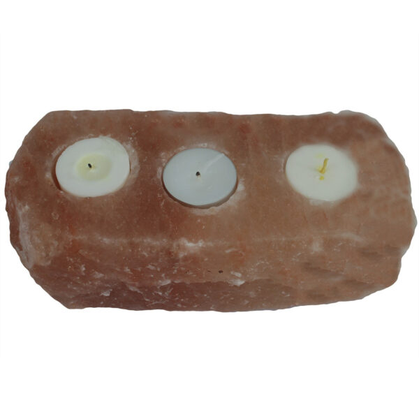 Soporte de vela de sal del Himalaya – 3 agujeros (2-3kg)