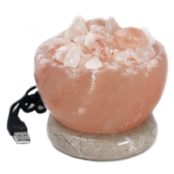 Lámpara de sal del Himalaya natural USB de calidad – 9 cm (luz cálida fija)