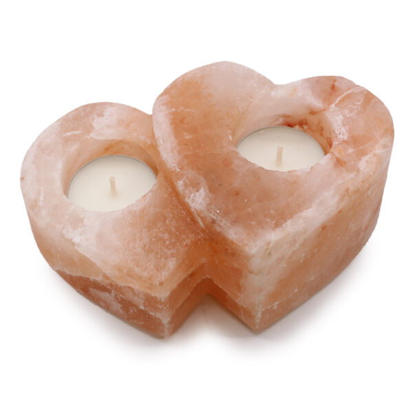 Portavelas Sal Doble Corazón 1 kg