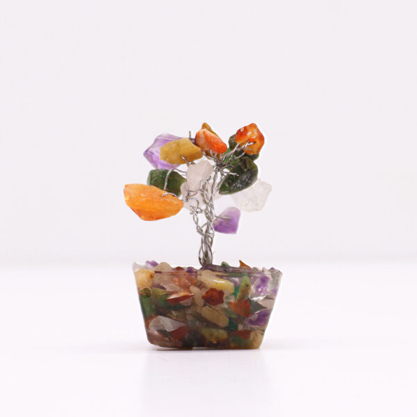 Mini Árbol de Piedras Múltiples sobre Base de Orgonita – 15 Piedras Naturales