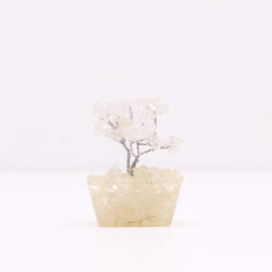 Mini Árbol de Cuarzo de Roca sobre Base de Orgonita – 15 Piedras Naturales