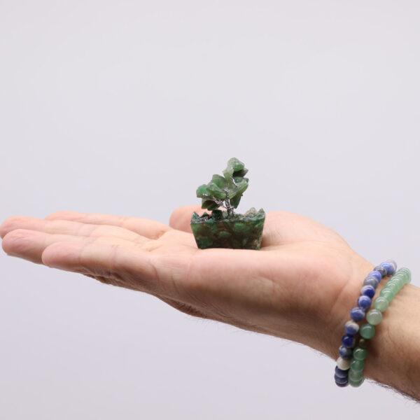 Mini Árbol de Aventurina Verde sobre Base de Orgonita – 15 Piedras Naturales - Imagen 2