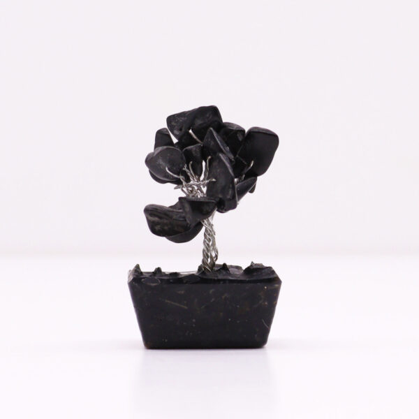 Mini Árbol de Ágata Negra sobre Base de Orgonita – 15 Piedras Naturales
