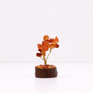 Mini Árbol de Cornalina sobre Base de Madera – 15 Piedras Naturales