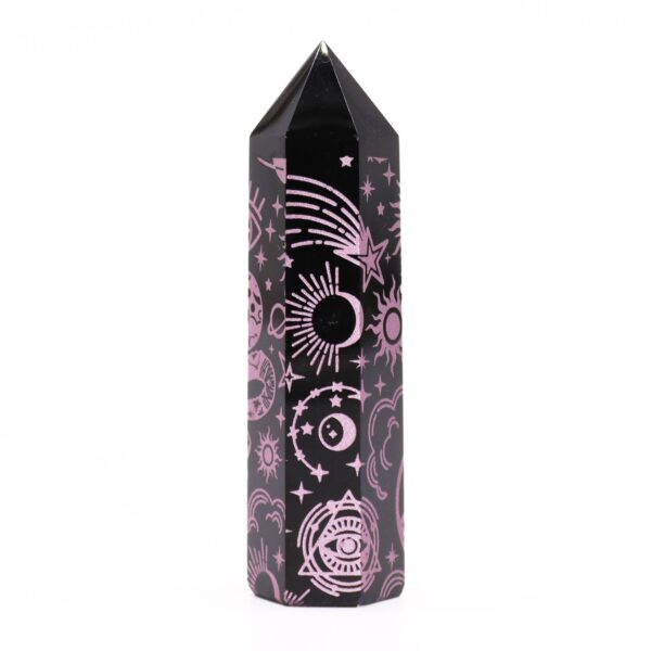 Puntas de Obsidiana Negra – Aproximadamente 60-70 g | 9 cm – Historia Mística - Rosa