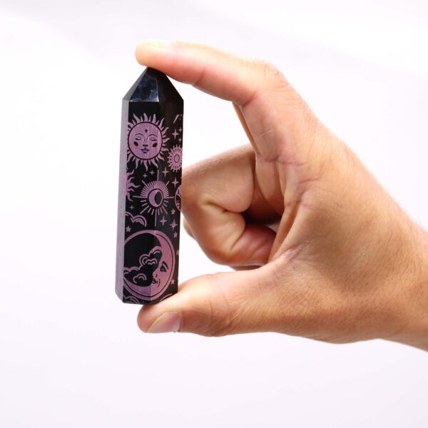 Puntas de Obsidiana Negra – Aproximadamente 60-70 g | 9 cm – Historia Mística - Rosa - Imagen 2