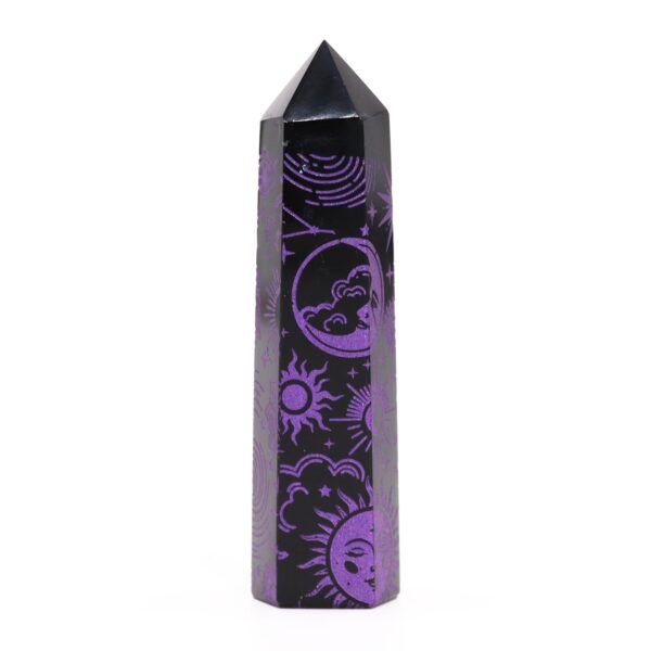 Puntas de Obsidiana Negra – Aproximadamente 60-70 g | 9 cm – Historia Mística - Morado Profundo
