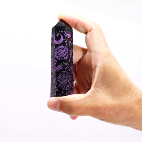 Puntas de Obsidiana Negra – Aproximadamente 60-70 g | 9 cm – Historia Mística - Morado Profundo - Imagen 2