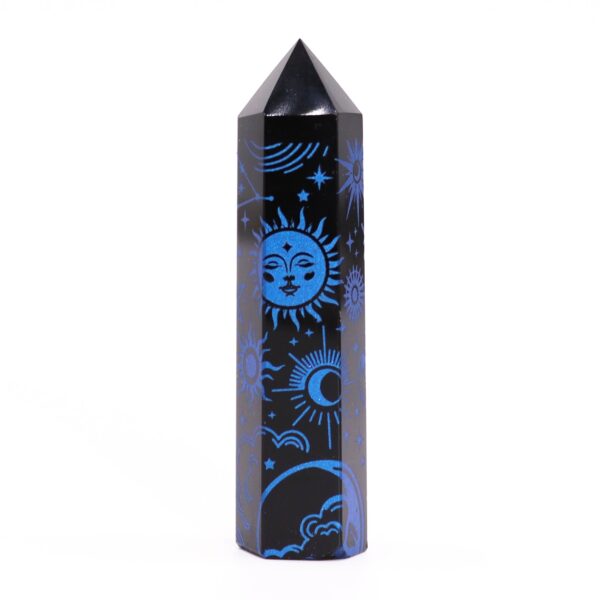 Puntas de Obsidiana Negra – Aproximadamente 60-70 g | 9 cm – Historia Mística - Azul Oscuro